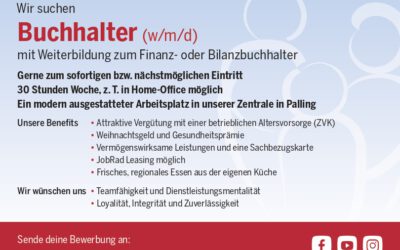 Wir suchen einen Buchhalter (m/w/d) mit Weiterbildung zum Finanz- oder Bilanzbuchhalter