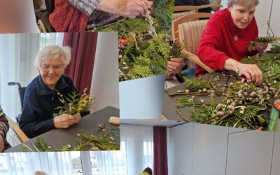 Palmbuschen binden im Kreisaltenheim Palling